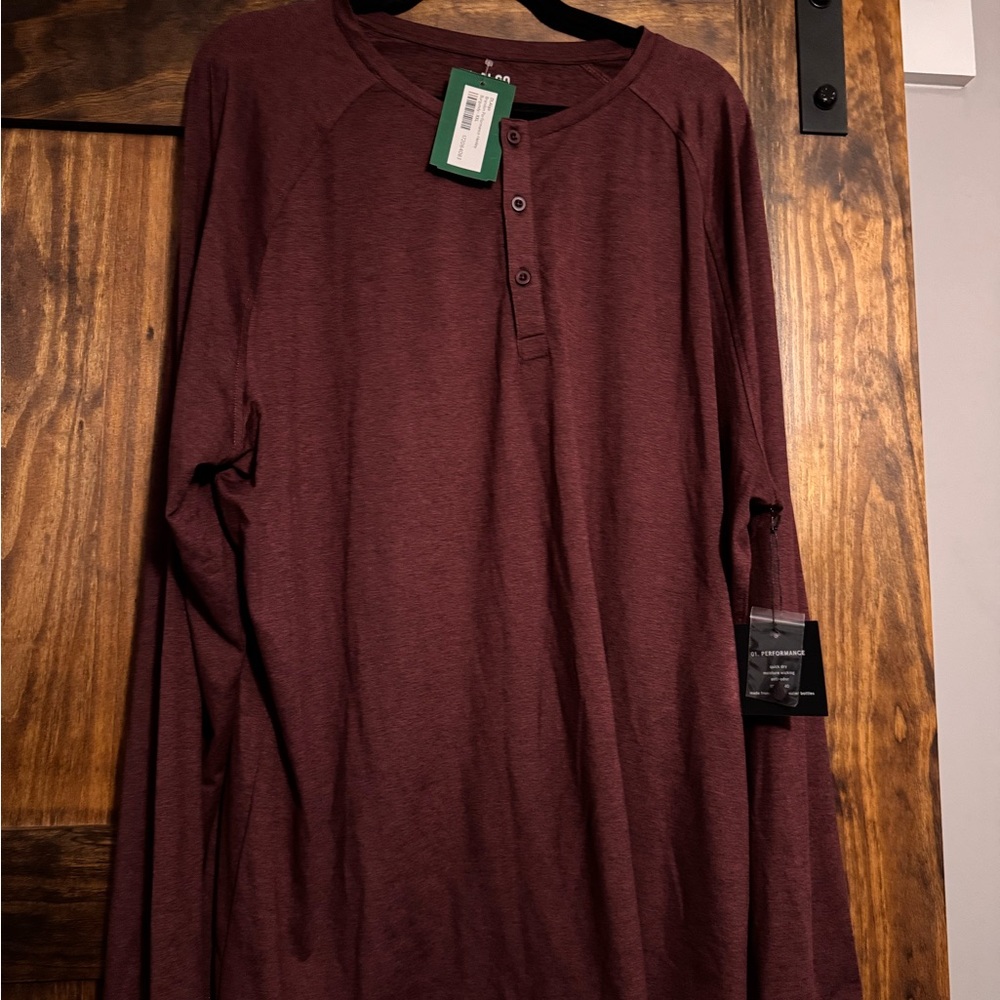 Men's Burgundy Henley Shirt